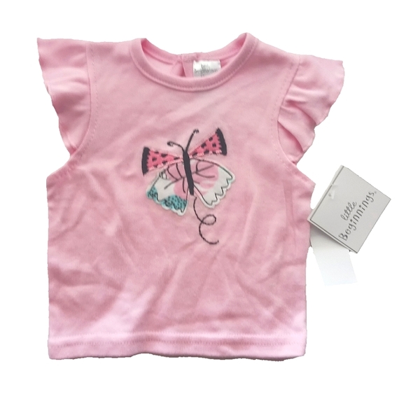 Little Beginnings Other - Little Beginnings 6-9 months baby girl  top pink short sleeve butterfly 🦋